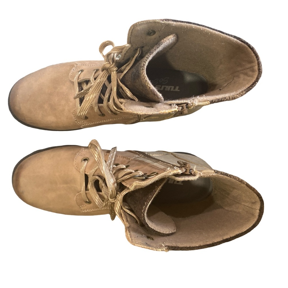 Earth Origins Rowan Combat Boots Taupe 8.5W Wide Leather Side Zip Comfort Hiking - Picture 3 of 11